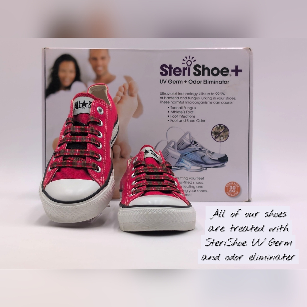 Converse Rebellion All Star Red Canvas Sneaker Women Sz 7 | Men Sz 5 Plaid Laces - Picture 16 of 17